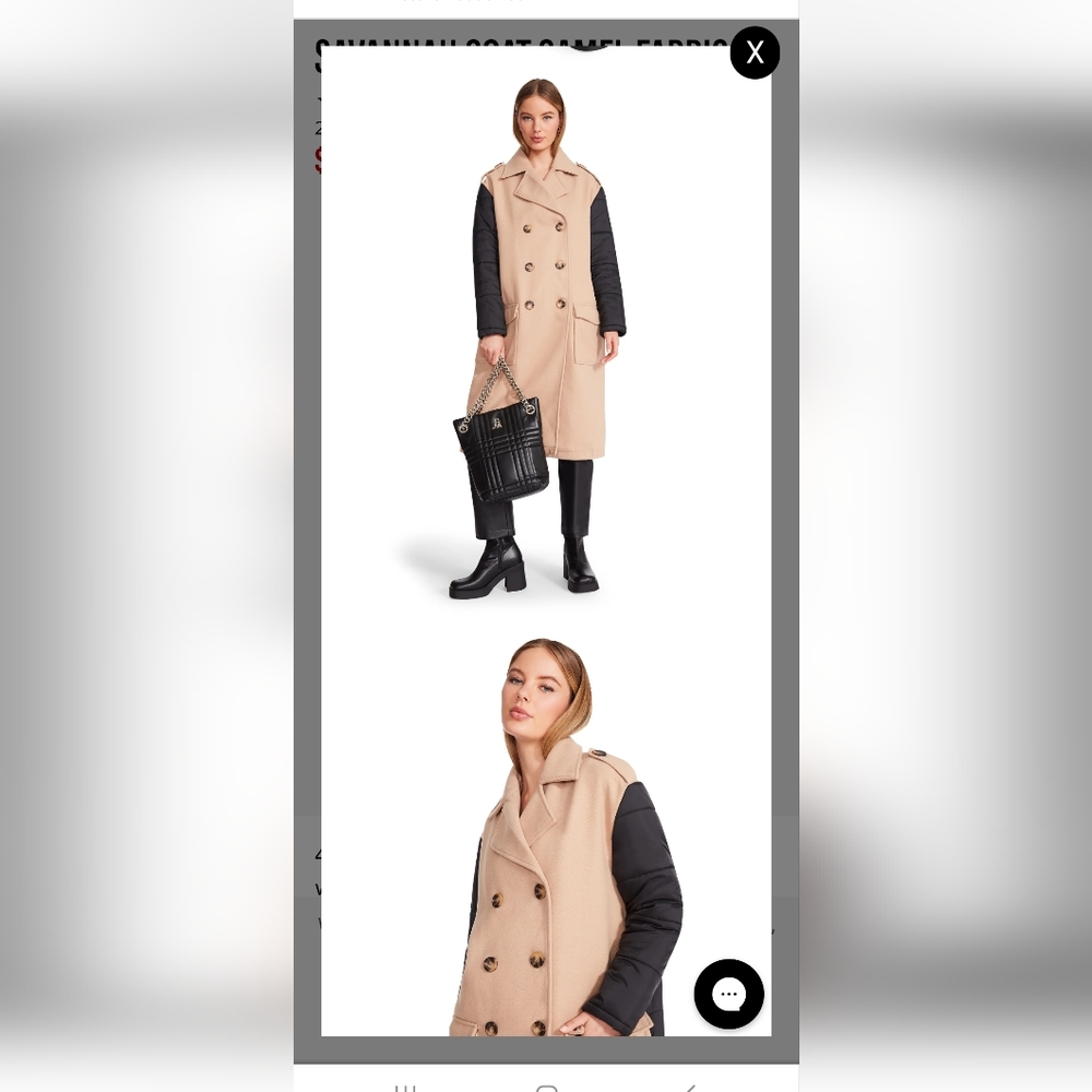 Steven Madden SAVANNAH COAT CAMEL FABRIC - Picture 3 of 5